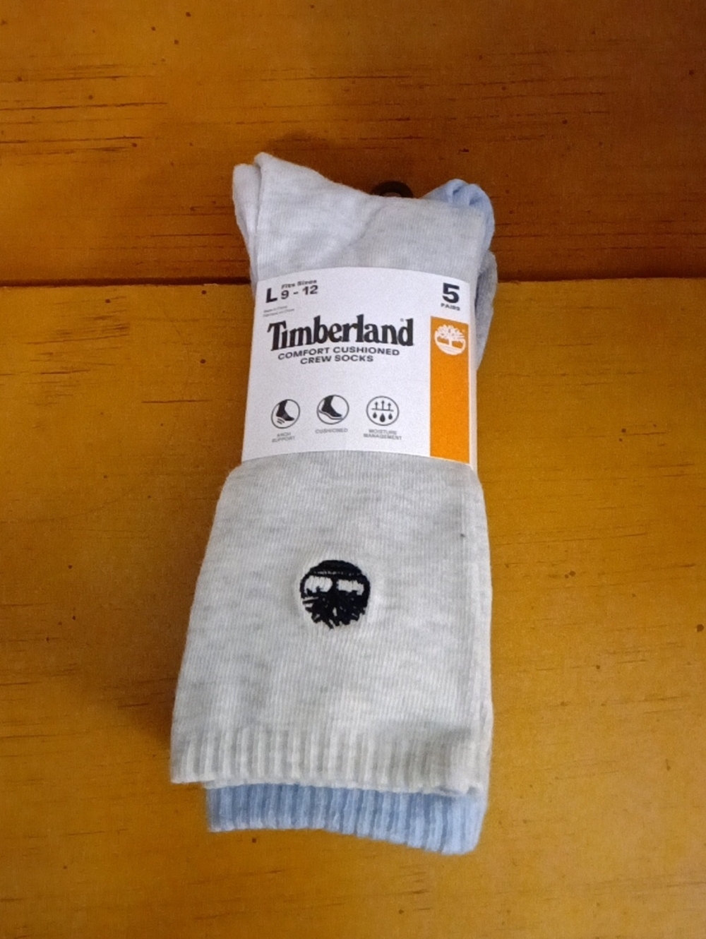 Timberland Men’s Crew Socks - Light Gray & Light Blue